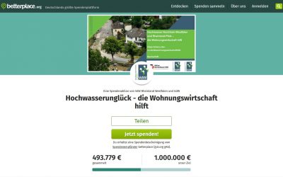Hochwasserunglück in NRW und Rheinland-Pfalz – Spendenaktion des Verbandes der Wohnungswirtschaft